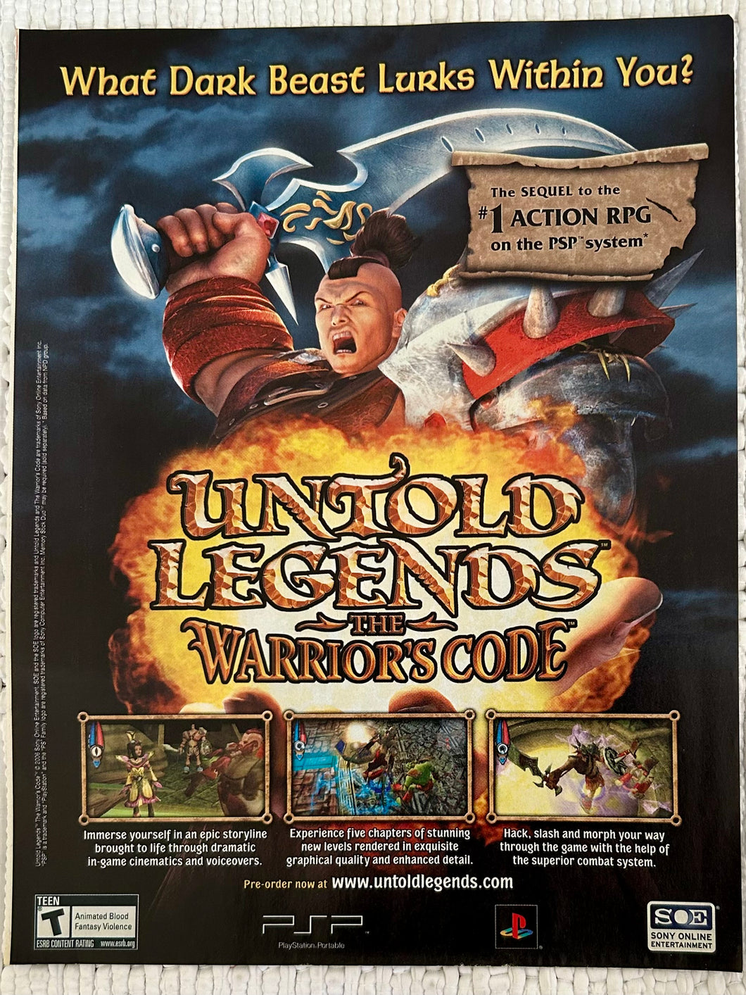 Untold Legends: The Warrior's Code - PSP - Original Vintage Advertisement - Print Ads - Laminated A4 Poster