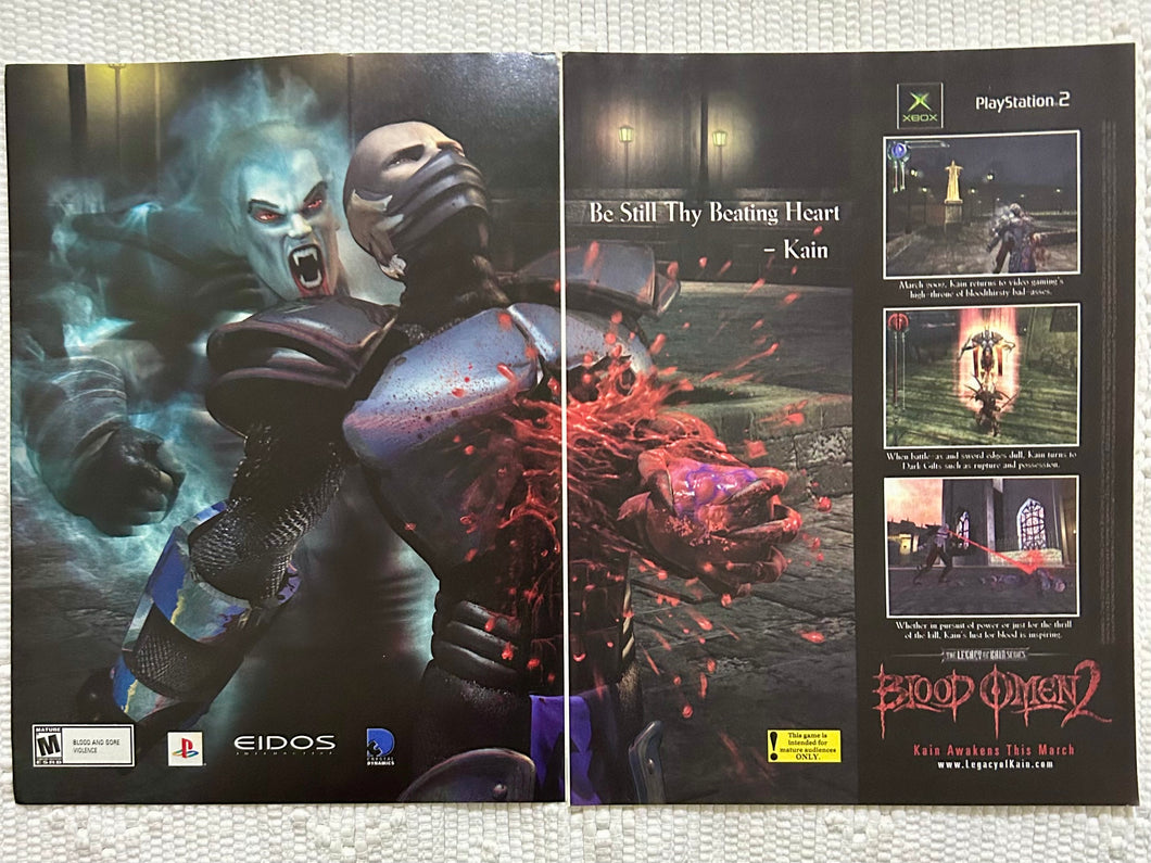 Blood Omen 2: Legacy of Kain - PS2 Xbox - Original Vintage Advertisement - Print Ads - Laminated A3 Poster