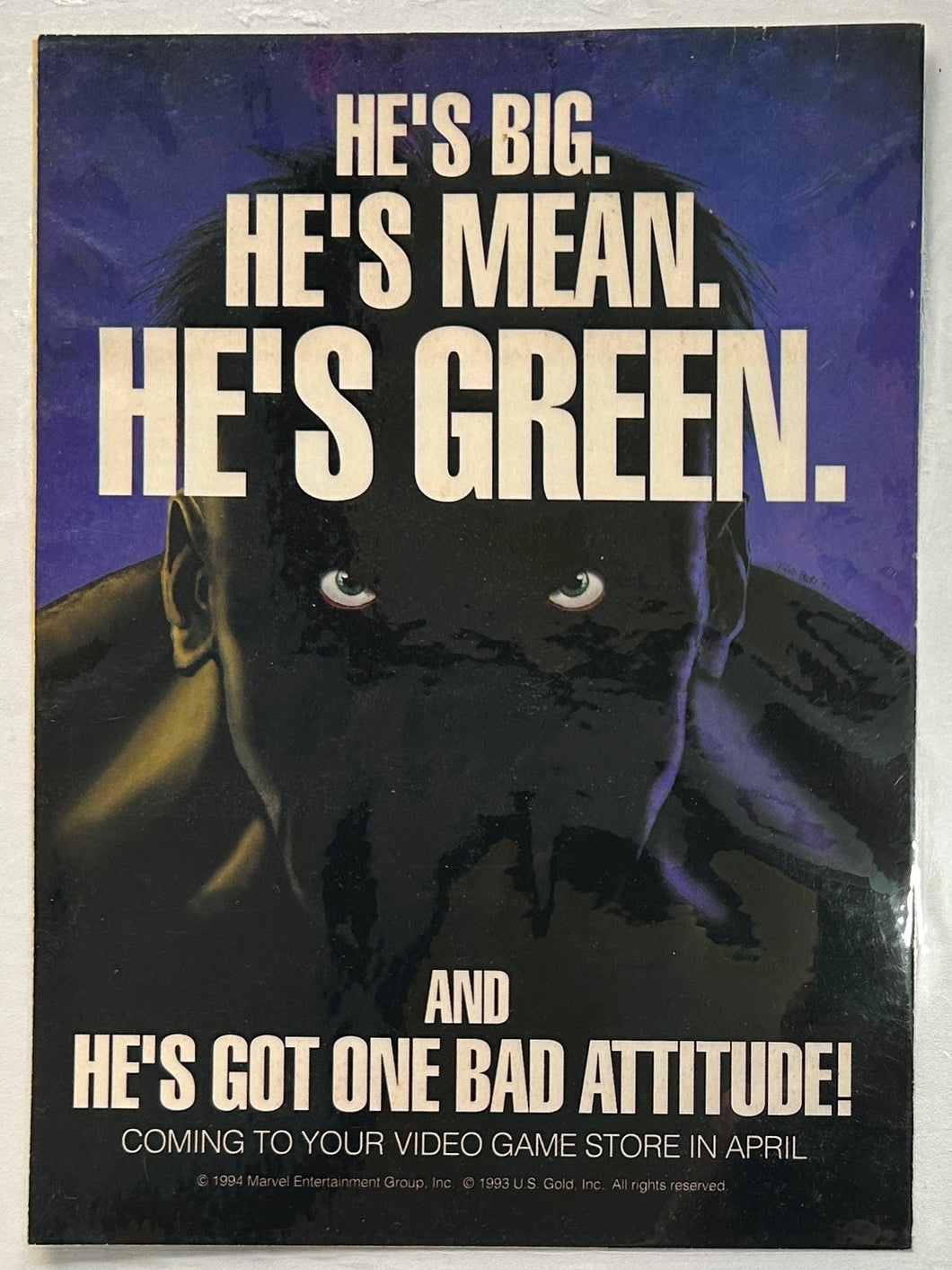 The Incredible Hulk - Genesis / SNES - Print Ads - Laminated A4 Poster