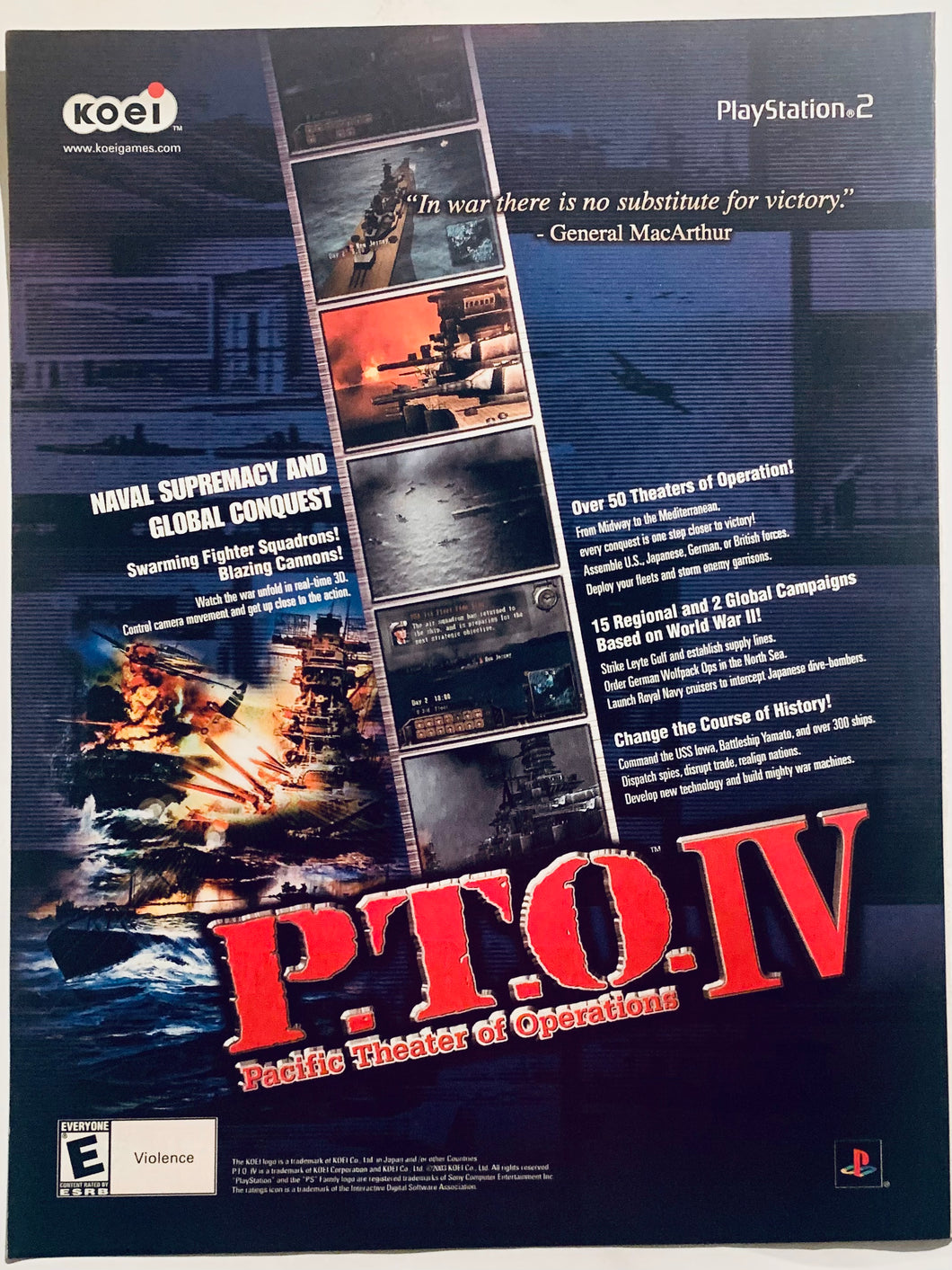 P.T.O. IV: Pacific Theater of Operations - PS2 - Original Vintage Advertisement - Print Ads - Laminated A4 Poster