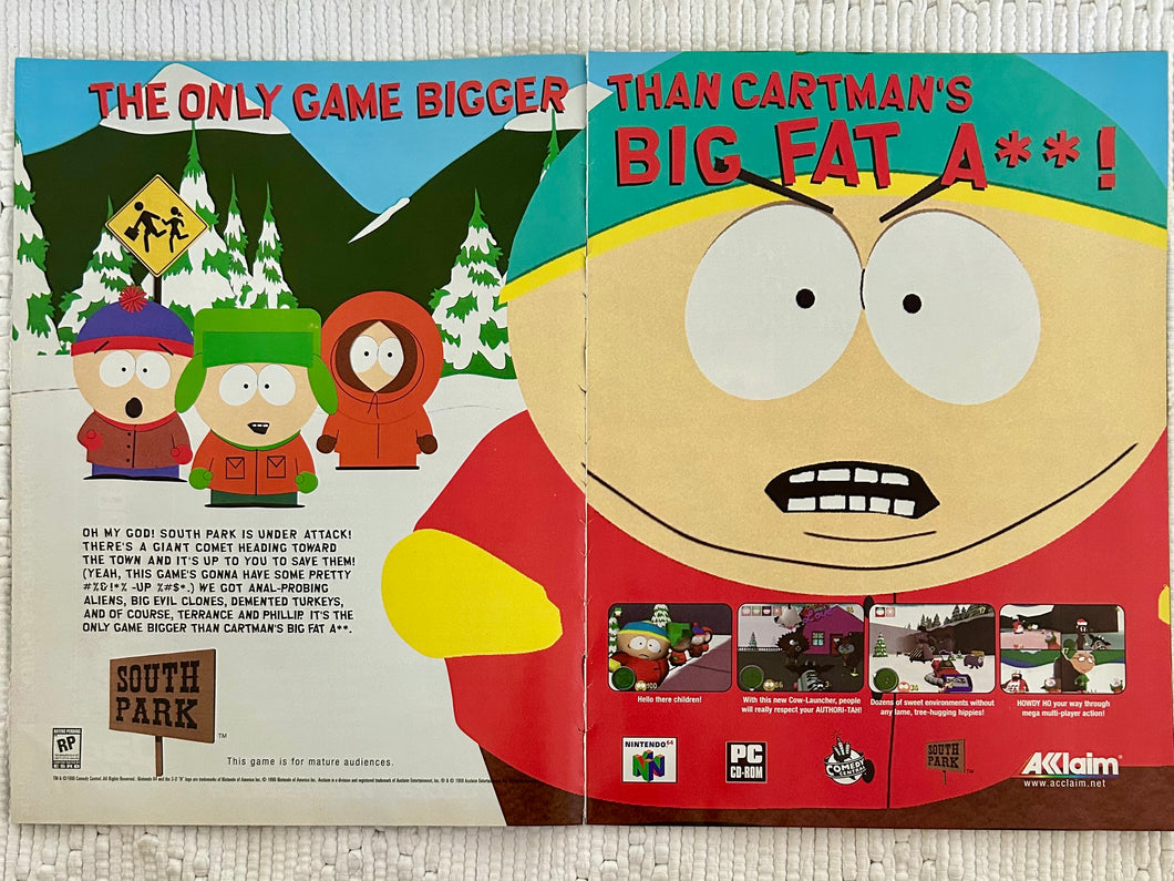 South Park - N64 PC - Original Vintage Advertisement - Print Ads - Laminated A3 Poster