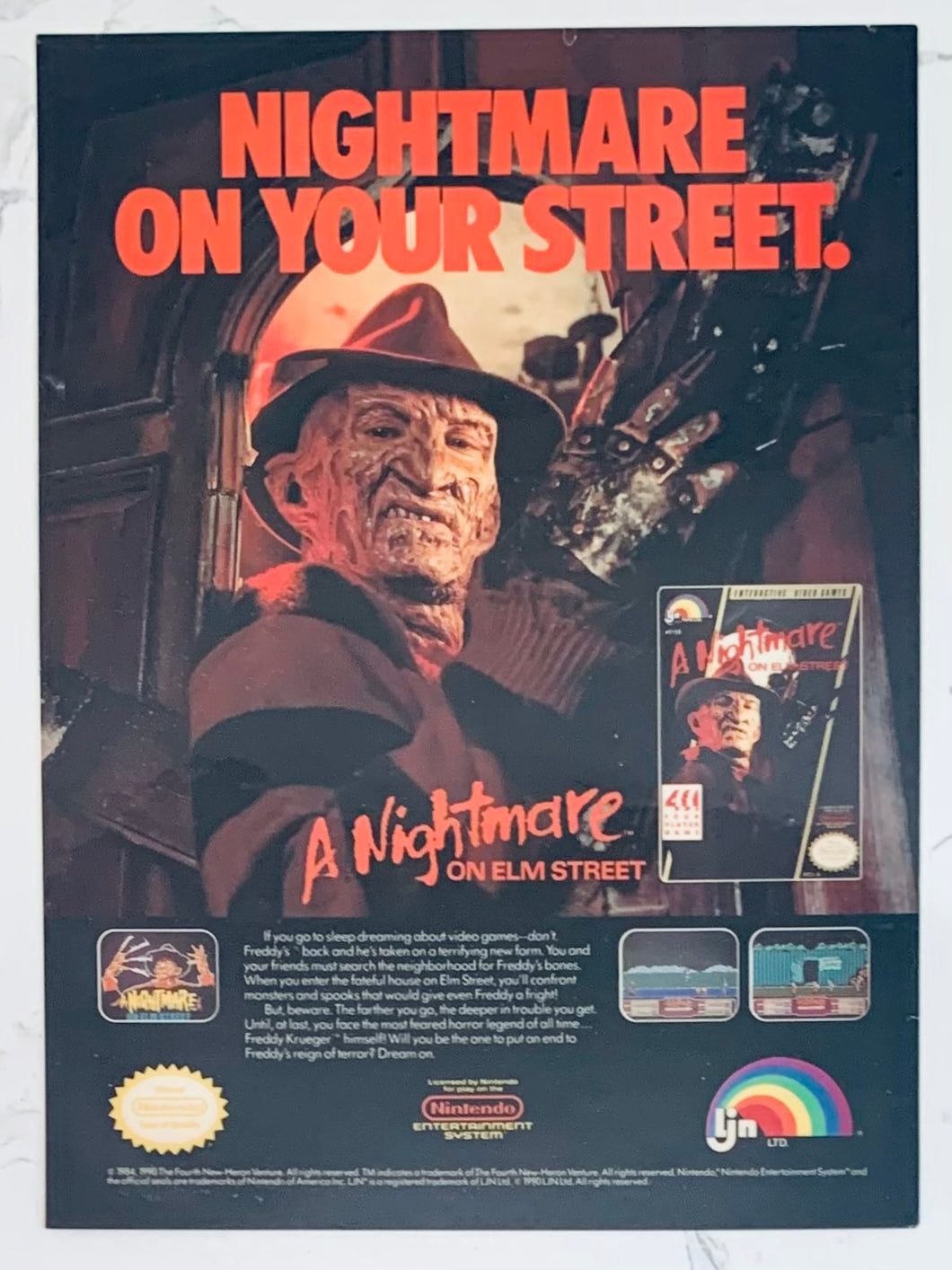 A Nightmare on Elm Street - NES - Original Vintage Advertisement - Print Ads - Laminated A4 Poster