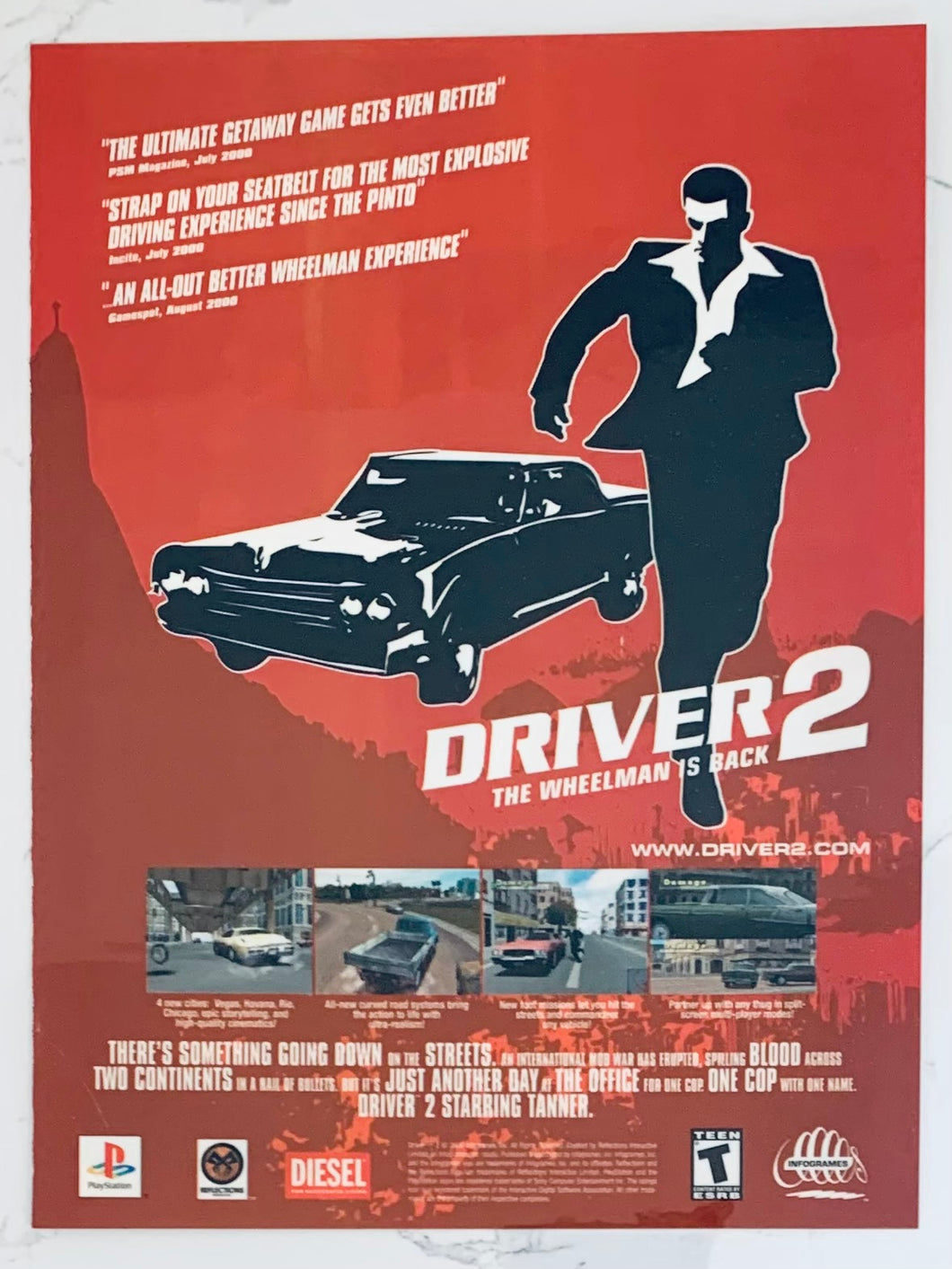 Driver 2 - PlayStation - Original Vintage Advertisement - Print Ads - Laminated A4 Poster