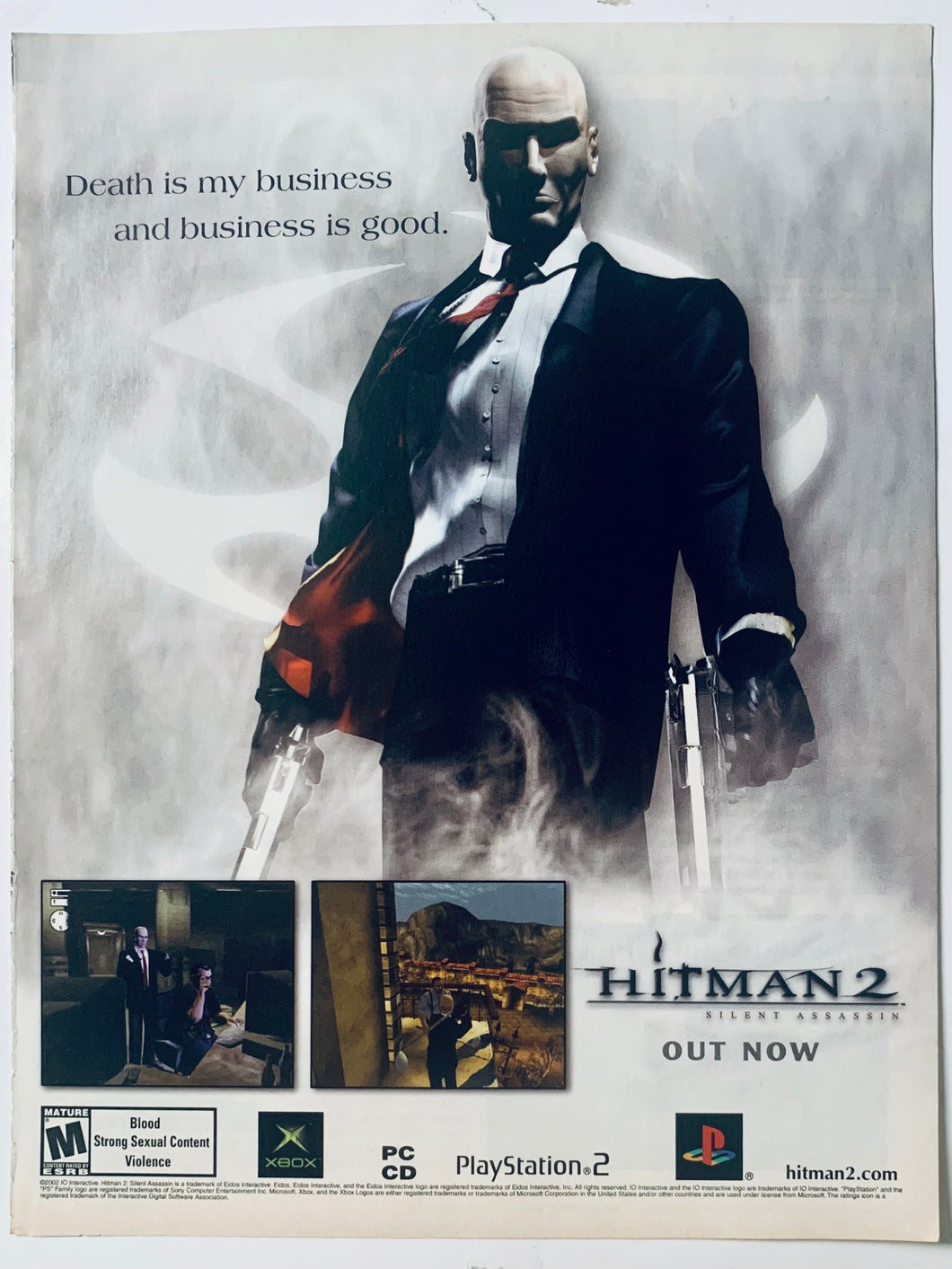 Hitman 2: Silent Assassin - PS2 Xbox PC - Original Vintage Advertisement - Print Ads - Laminated A4 Poste