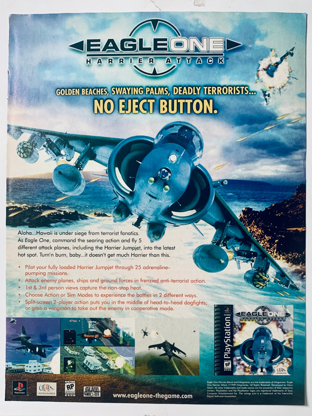 Eagle One: Harrier Attack - PlayStation - Original Vintage Advertisement - Print Ads - Laminated A4 Poster