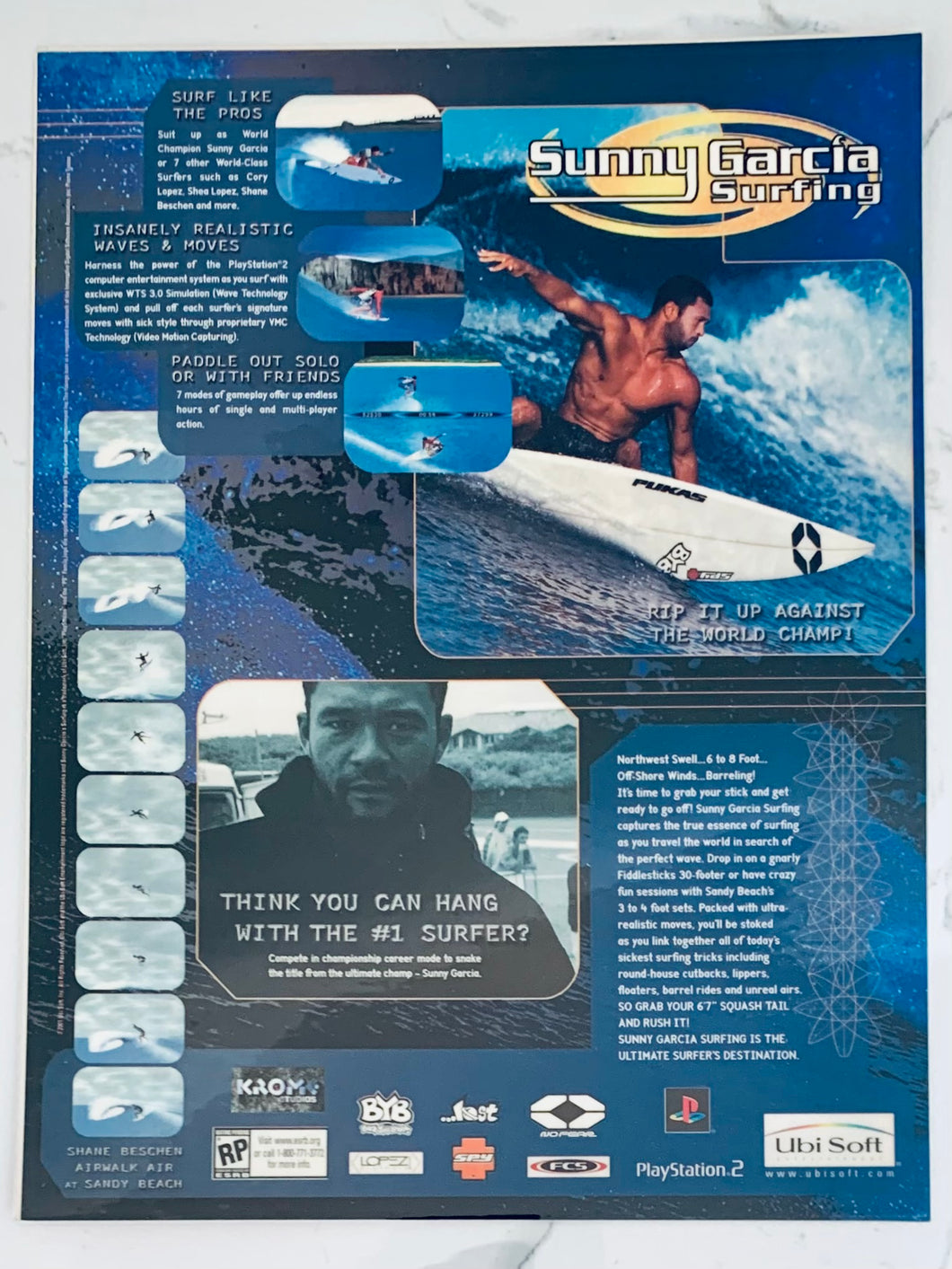 Sunny Garcia Surfing - PS2 - Original Vintage Advertisement - Print Ads - Laminated A4 Poster