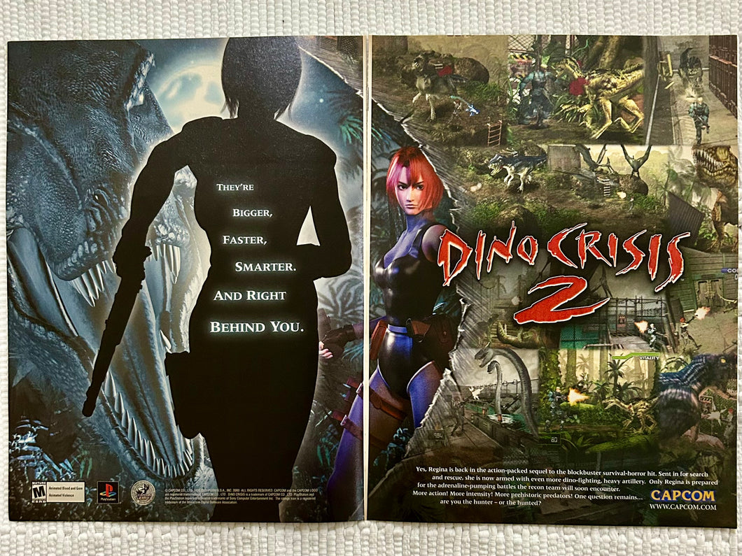 Dino Crisis 2 - PlayStation - Original Vintage Advertisement - Print Ads - Laminated A3 Poster