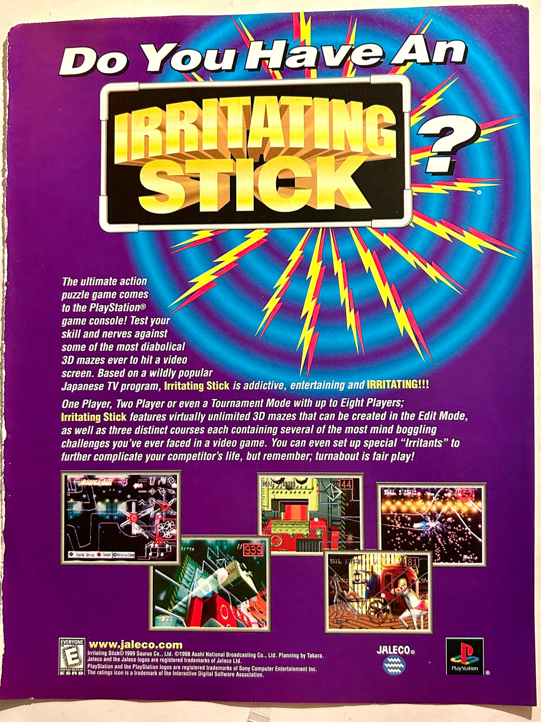 Irritating Stick - PlayStation - Original Vintage Advertisement - Print Ads - Laminated A4 Poster