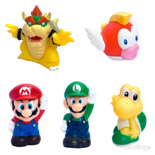 Load image into Gallery viewer, Super Mario Bros. - Mario, Luigi, Daimaio Koopa, Patapata &amp; Pukupuku - Finger Doll - Soft Vinyl Mini Figure Set
