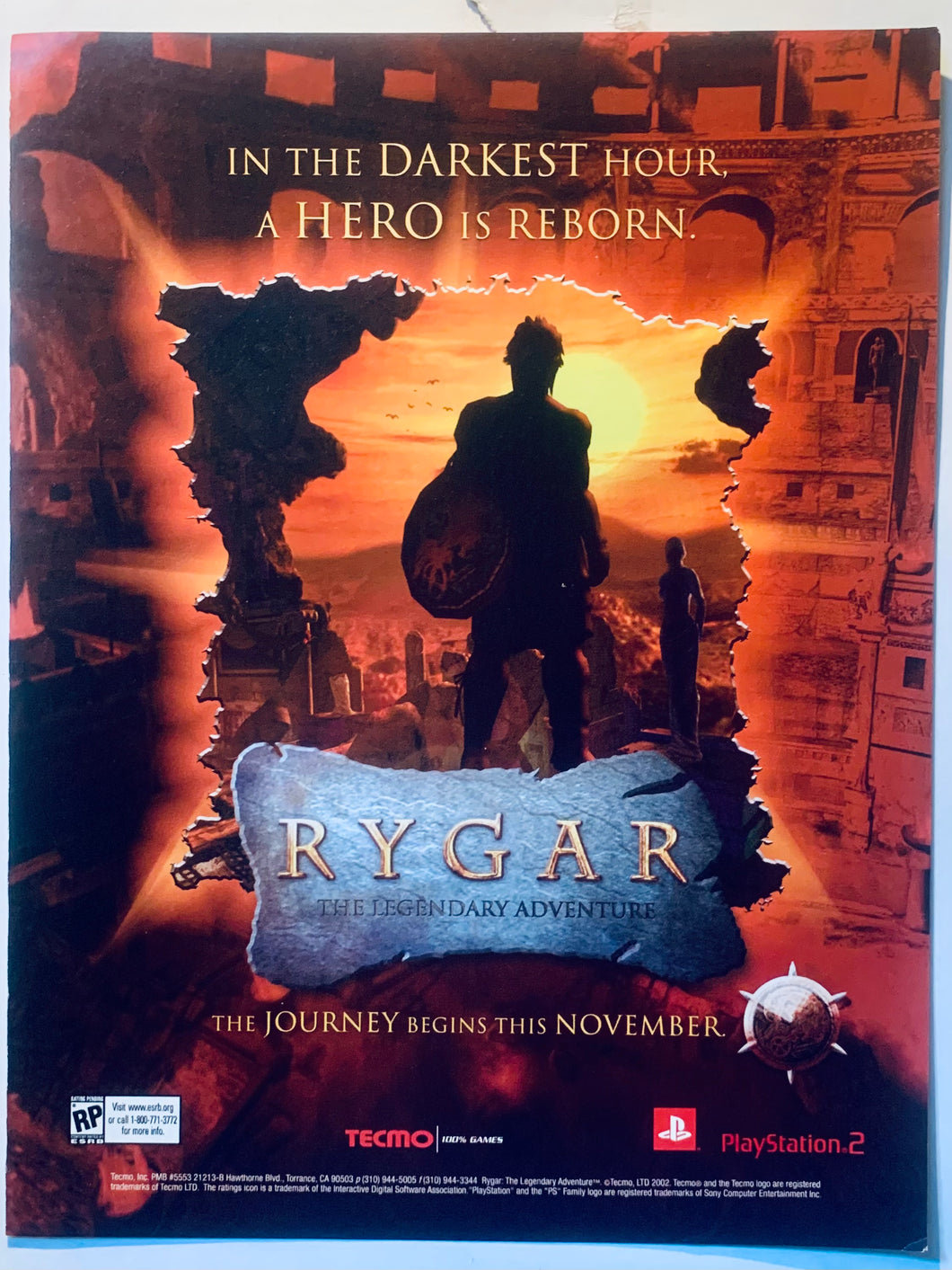 Rygar: The Legendary Adventure - PS2 - Original Vintage Advertisement - Print Ads - Laminated A4 Poster