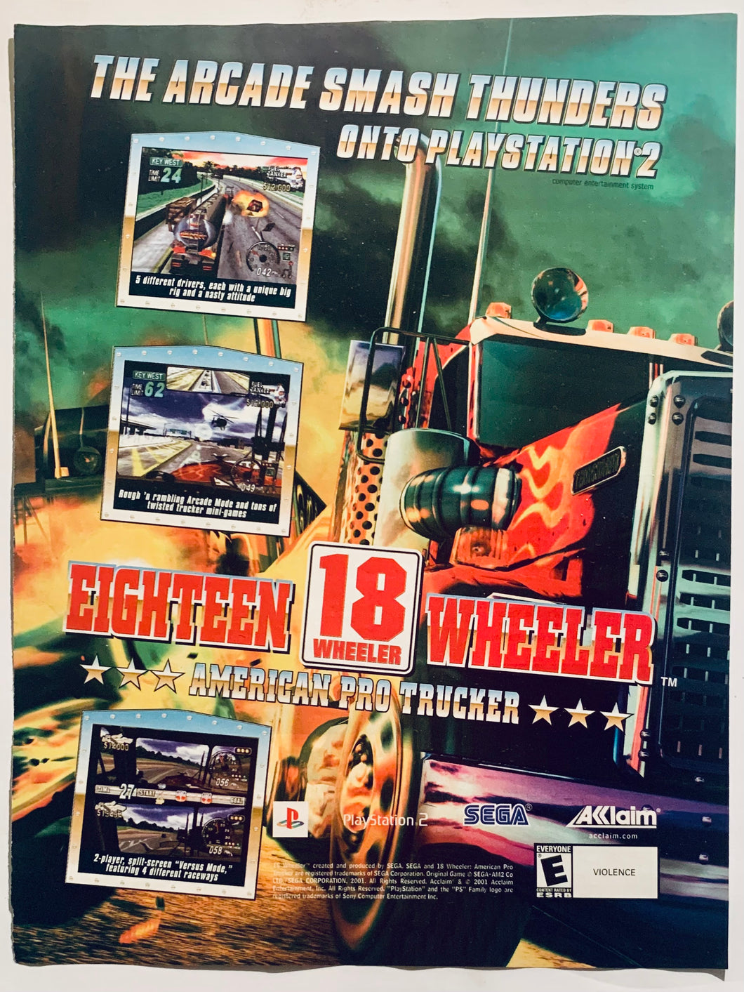 Eighteen 18 Wheeler - PS2 - Original Vintage Advertisement - Print Ads - Laminated A4 Poster