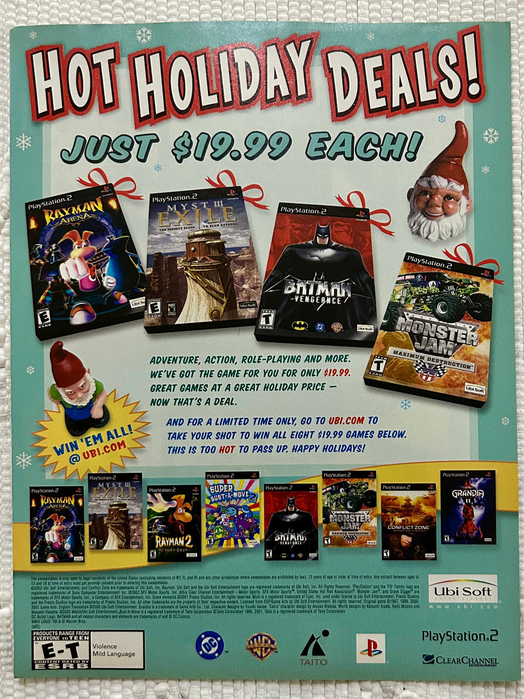 Ubisoft Collection Poster UbiSoft Games - PS2 - Original Vintage Advertisement - Print Ads - Lam ...