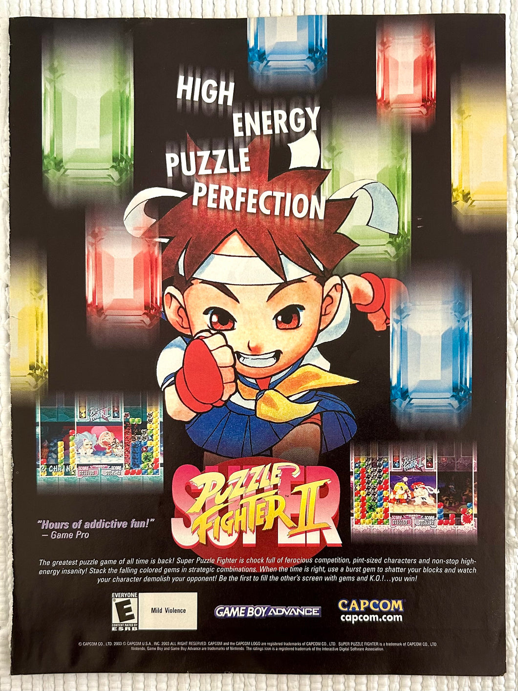 Super Puzzle Fighter II Turbo - GBA - Original Vintage Advertisement - Print Ads - Laminated A4 Poster