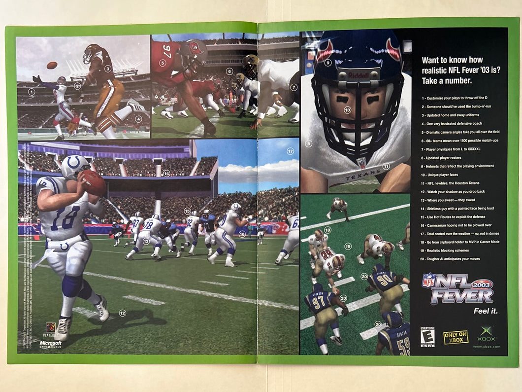 NFL Fever 2003 - Xbox - Original Vintage Advertisement - Print Ads - Laminated A3 Poster