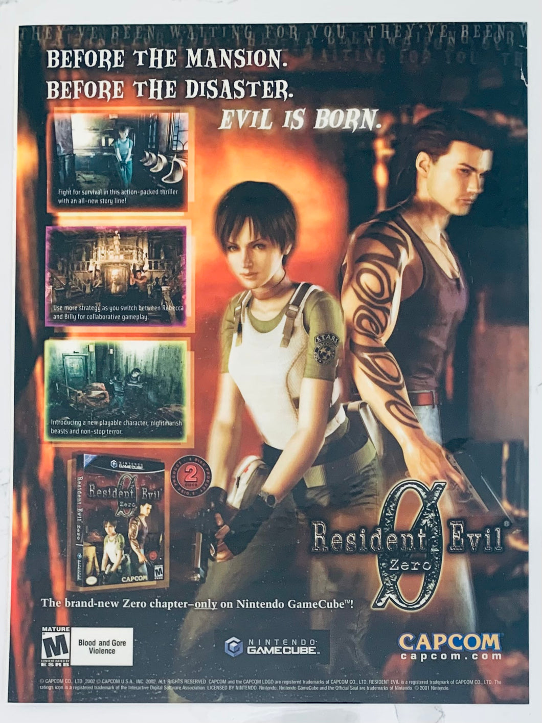 Resident Evil Zero 0 - NGC - Original Vintage Advertisement - Print Ads - Laminated A4 Poster