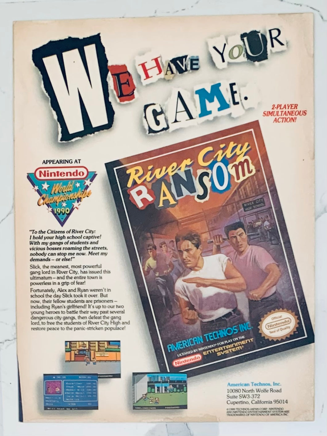 River City Ransom - NES - Original Vintage Advertisement - Print Ads - Laminated A4 Poster