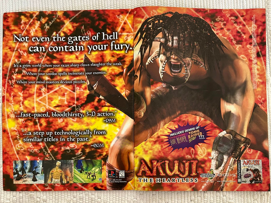 Akuji the Heartless - PlayStation - Original Vintage Advertisement - Print Ads - Laminated A3 Poster