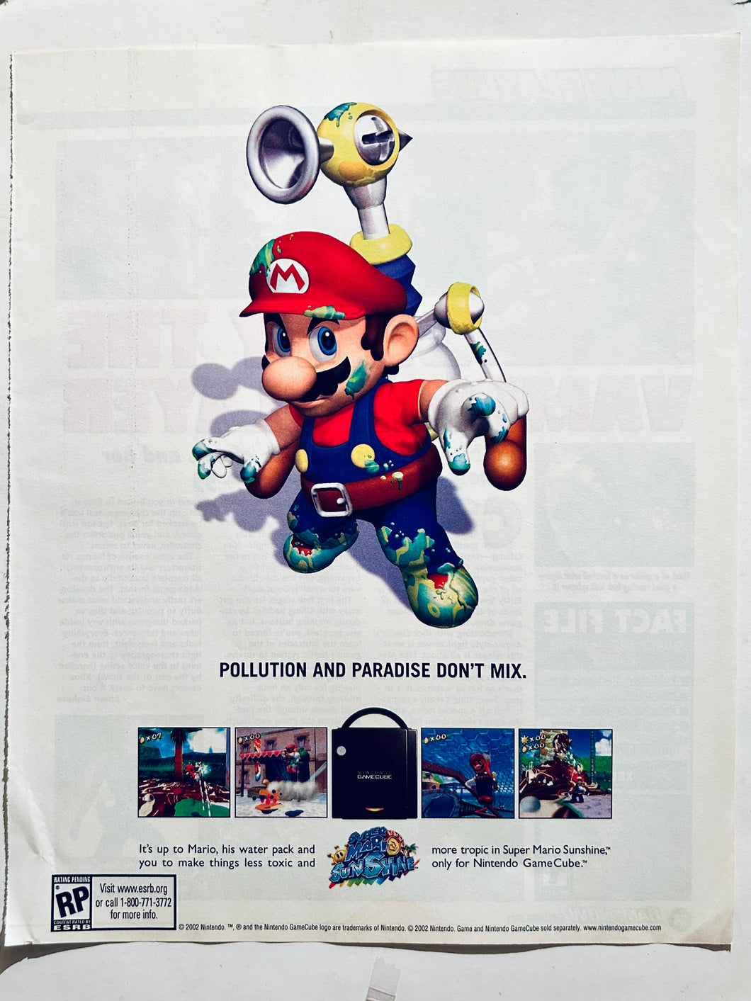 Super Mario Sunshine - NGC - Original Vintage Advertisement - Print Ads - Laminated A4 Poster