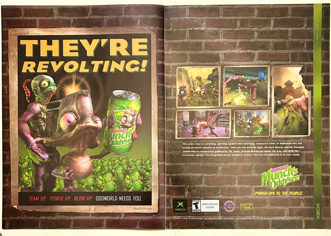 Oddworld Munch’s Oddysee - Xbox - Original Vintage Advertisement - Print Ads - Laminated A3 Poster