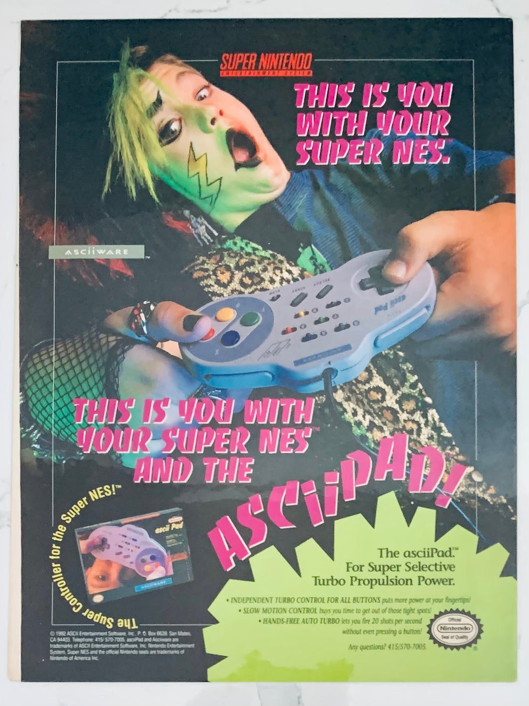 ASCII Pad - SNES - Original Vintage Advertisement - Print Ads - Laminated A4 Poster