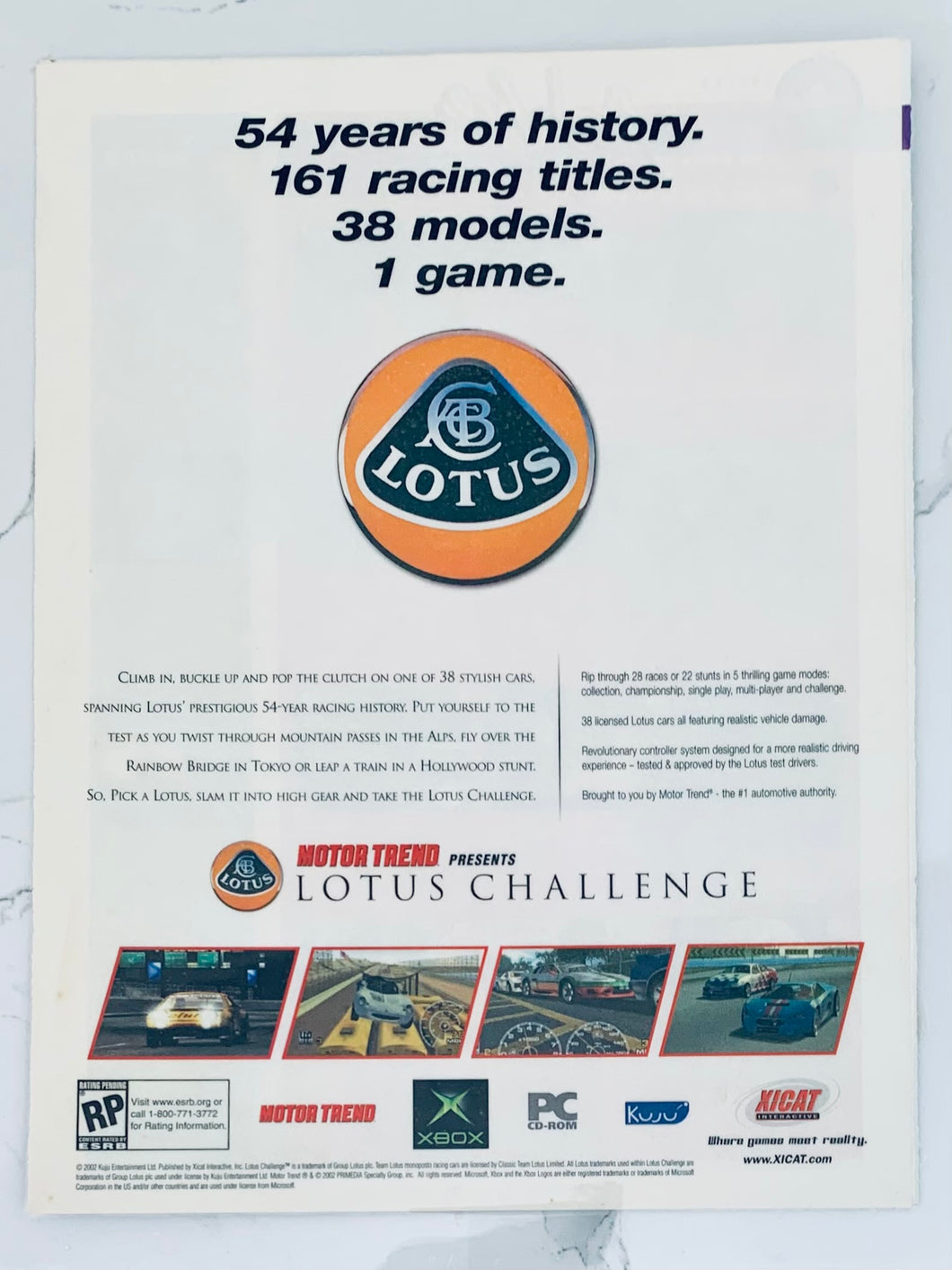 Lotus Challenge - Xbox - Original Vintage Advertisement - Print Ads - Laminated A4 Poster