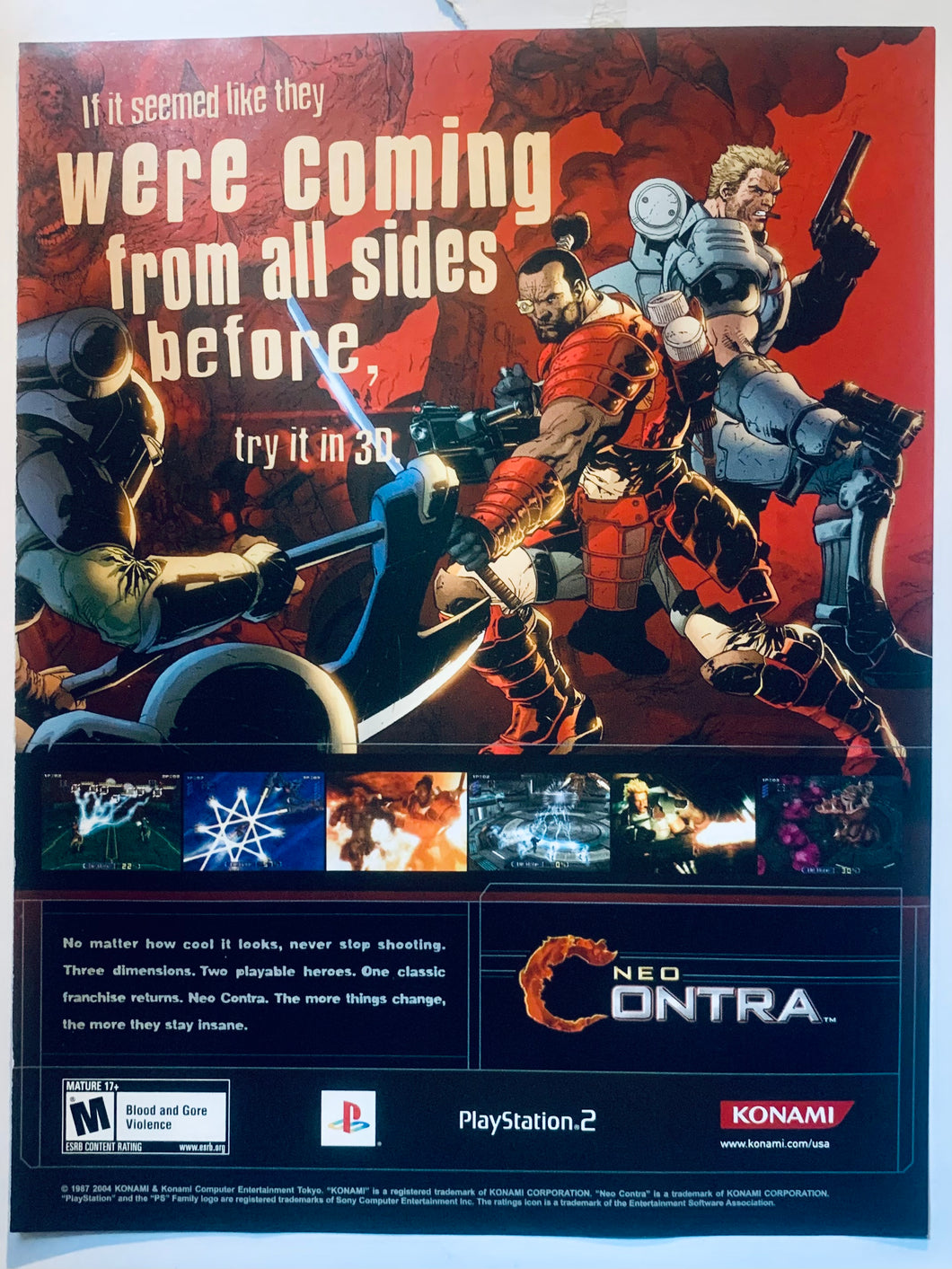 Neo Contra - PS2 - Original Vintage Advertisement - Print Ads - Laminated A4 Poster