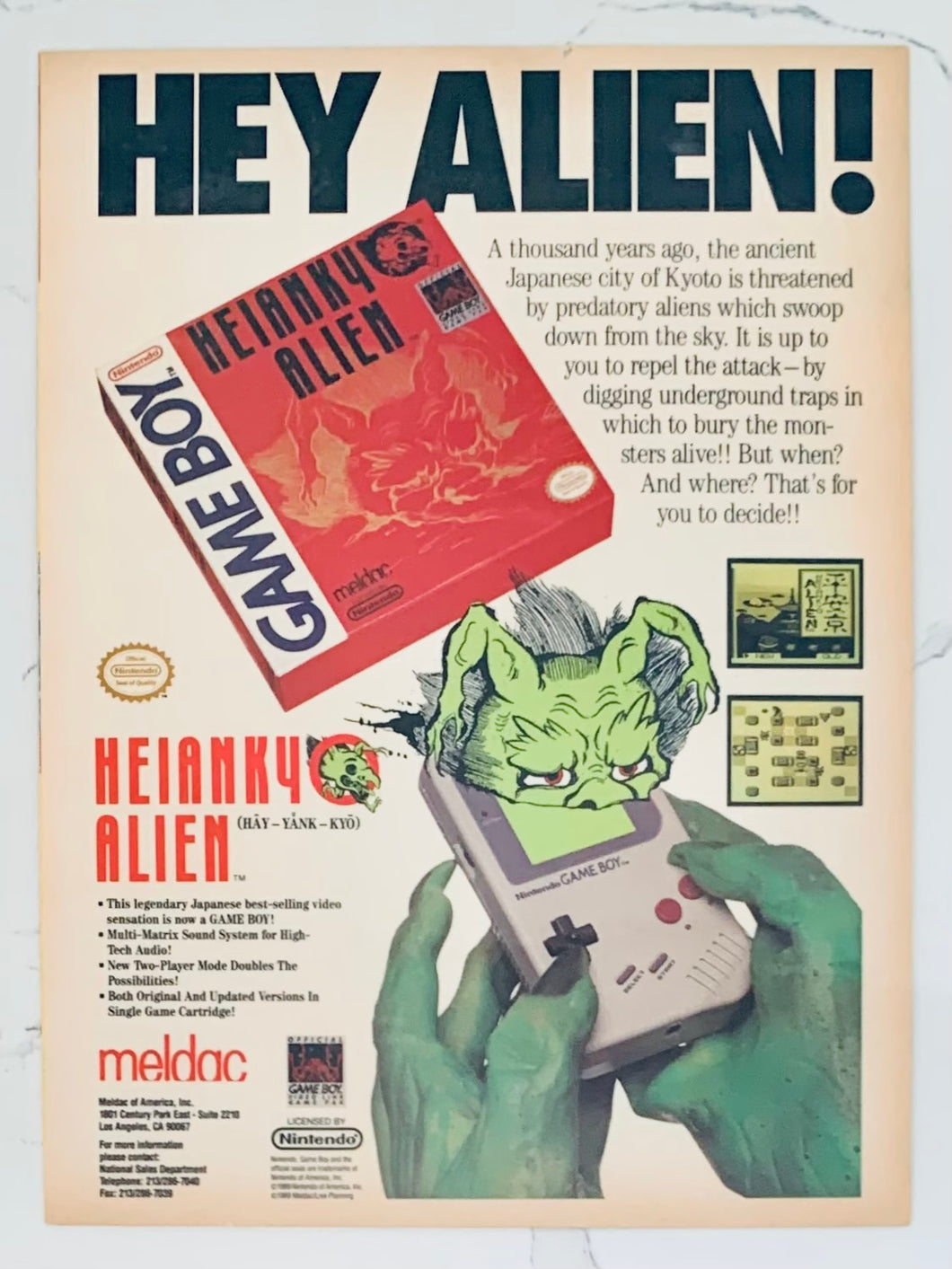 Heiankyo Alien - Gameboy - Original Vintage Advertisement - Print Ads - Laminated A4 Poster