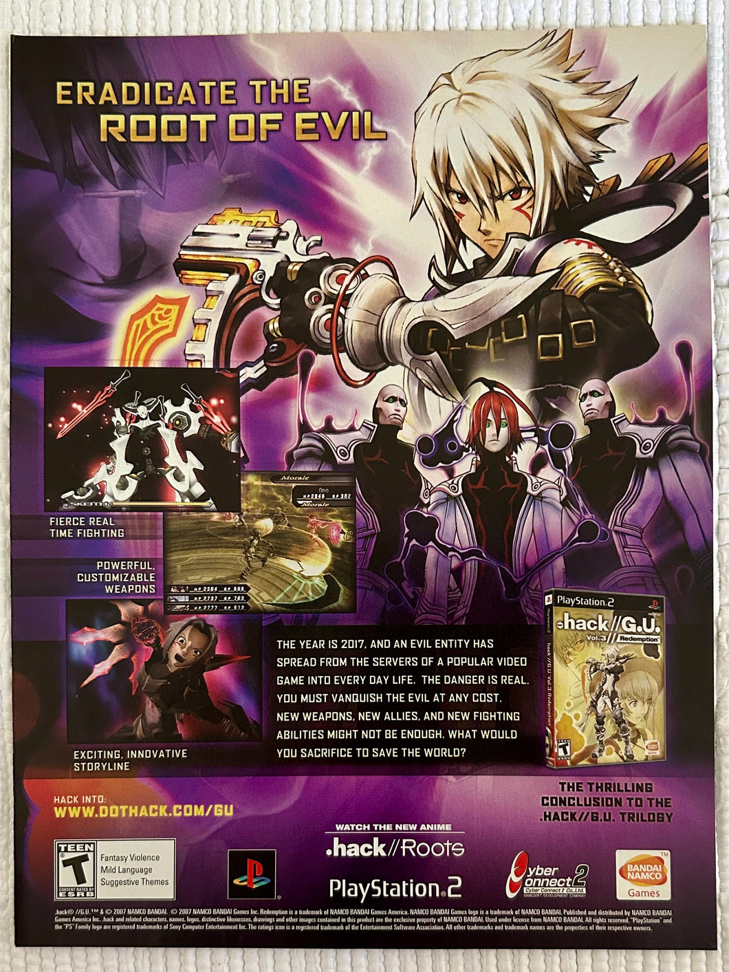 .hack//G.U. Vol.3//Redemption - PS2 - Original Vintage Advertisement - Print Ads - Laminated A4 Poster