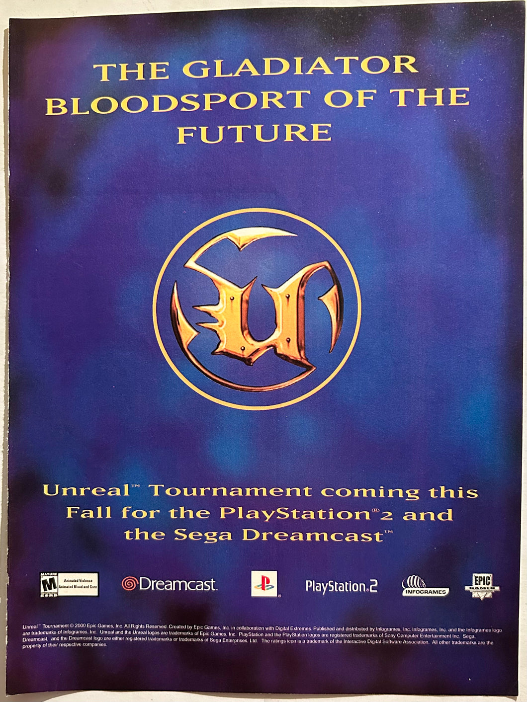 Unreal Tournament - PS2 Dreamcast - Original Vintage Advertisement - Print Ads - Laminated A4 Poster