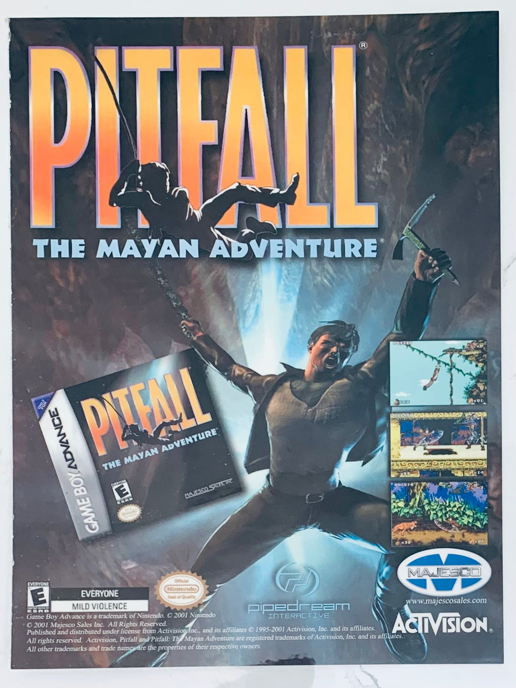 Pitfall: The Mayan Adventure - GBA - Original Vintage Advertisement - Print Ads - Laminated A4 Poster