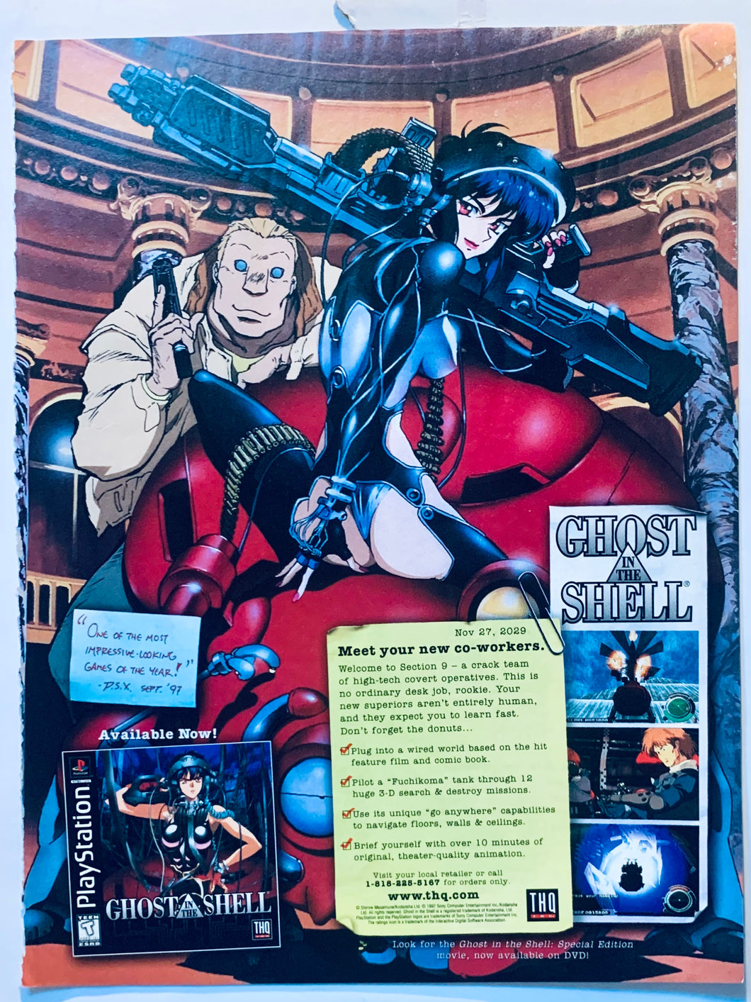 Ghost in the Shell - PlayStation - Original Vintage Advertisement - Print Ads - Laminated A4 Poster va