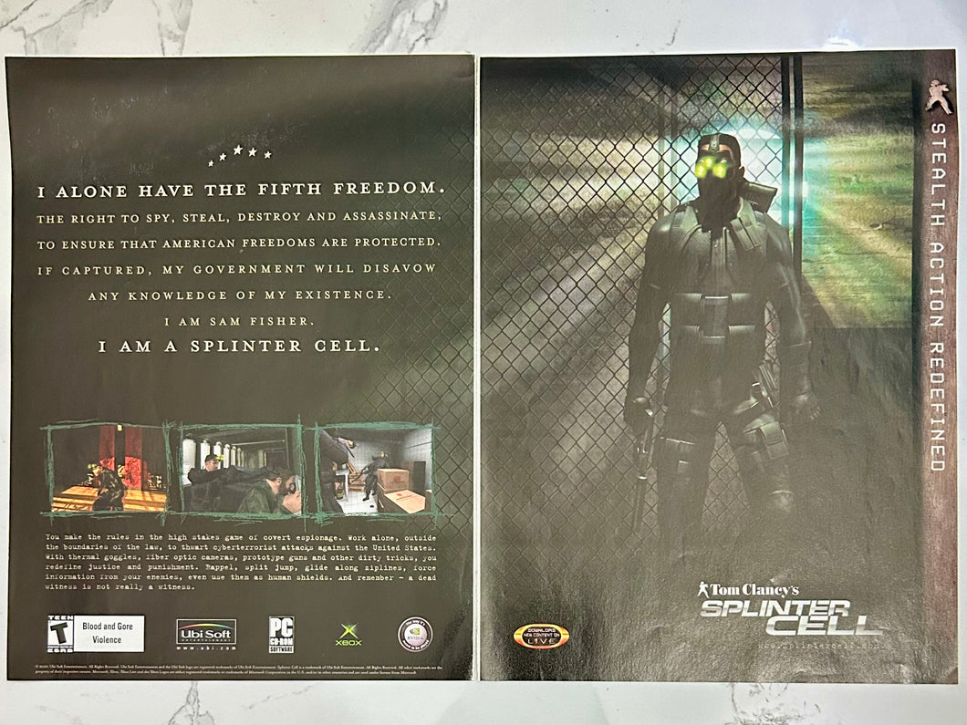 Tom Clancy's Splinter Cell - Xbox PC - Original Vintage Advertisement - Print Ads - Laminated A3 Poster