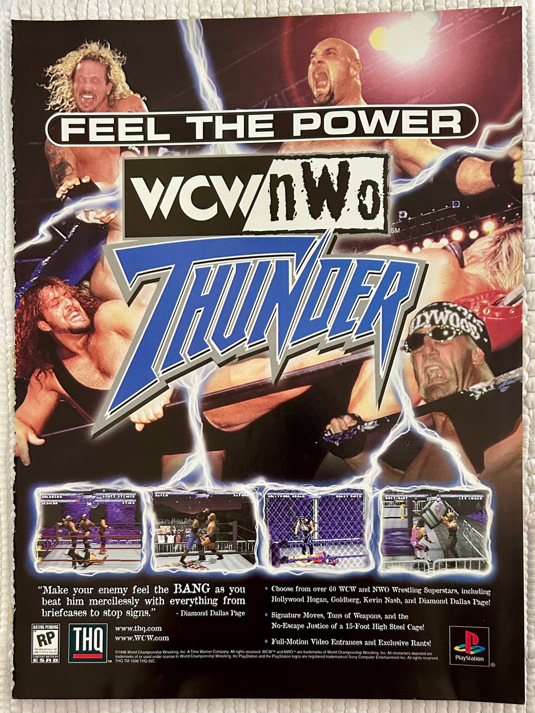 WCW/nWo Thunder - PlayStation - Original Vintage Advertisement - Print Ads - Laminated A4 Poster