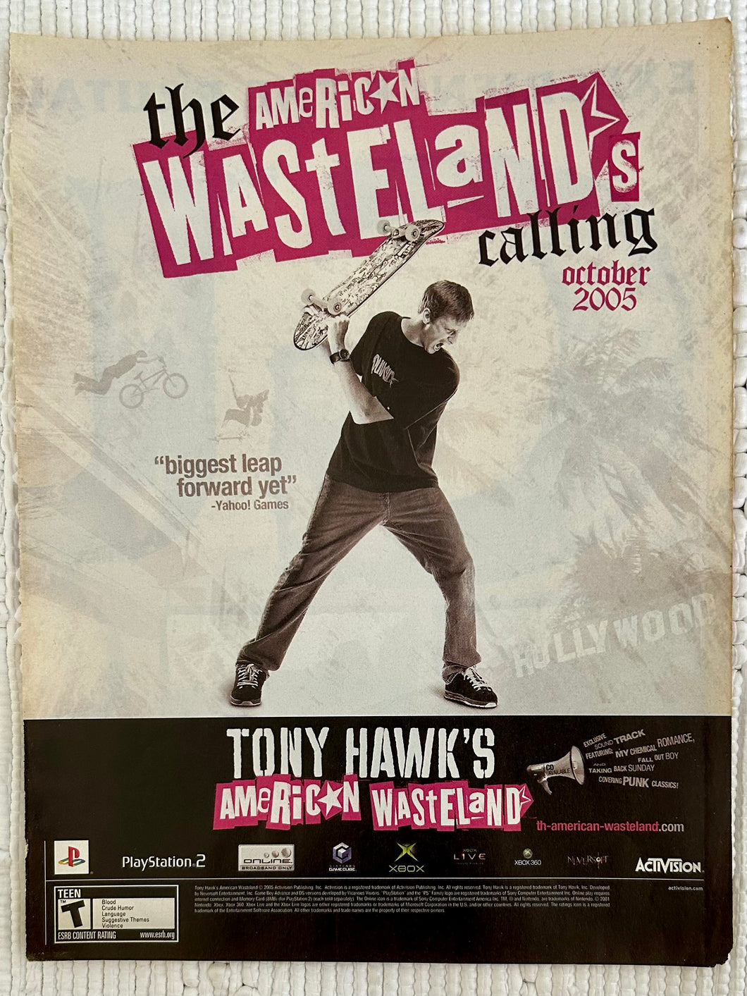 Tony Hawk's American Wasteland - PS2 Xbox 360 NGC - Original Vintage Advertisement - Print Ads - Laminated A4 Poster