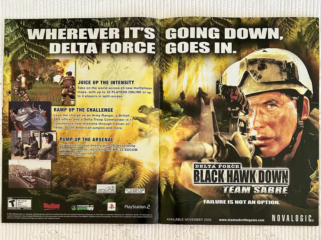 Delta Force: Black Hawk Down - PS2 - Original Vintage Advertisement - Print Ads - Laminated A3 Poster