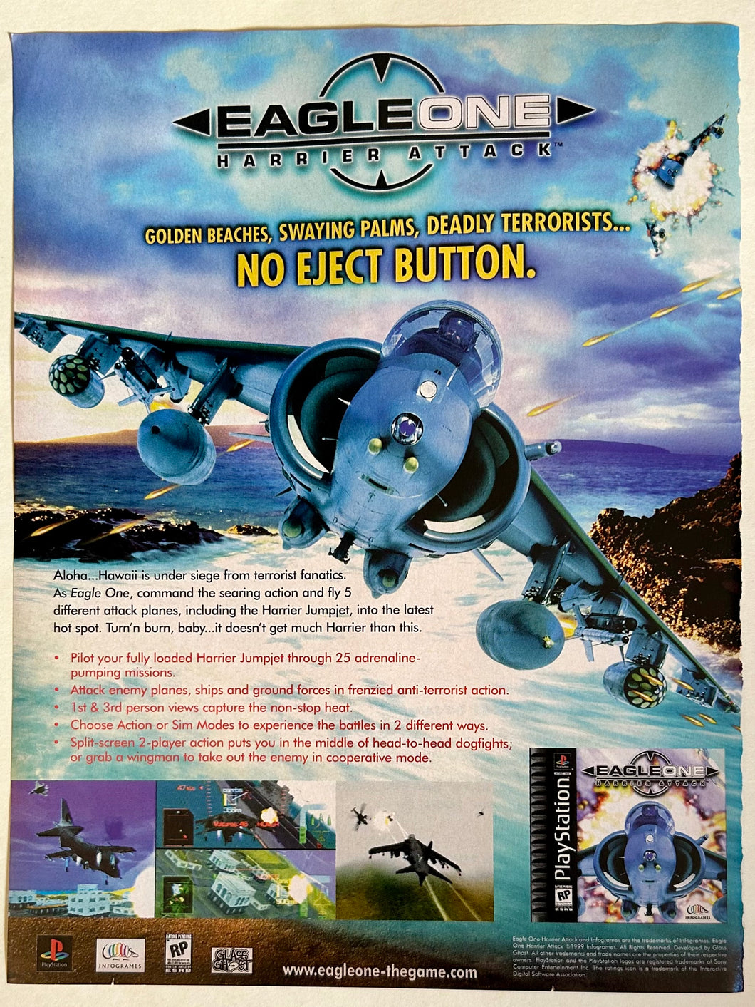 Eagle One: Harrier Attack - PlayStation - Original Vintage Advertisement - Print Ads - Laminated A4 Poster