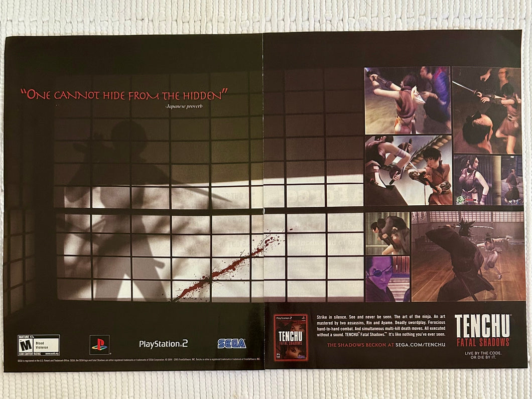 Tenchu: Fatal Shadows - PS2 - Original Vintage Advertisement - Print Ads - Laminated A3 Poster