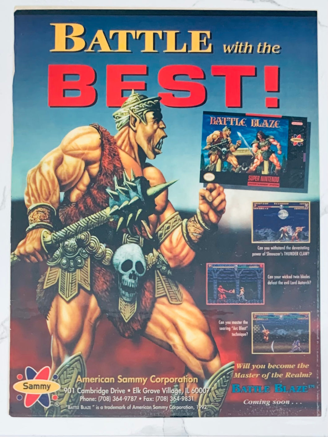 Battle Blaze - SNES - Original Vintage Advertisement - Print Ads - Laminated A4 Poster