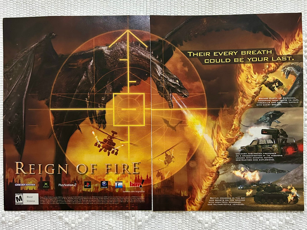Reign of Fire - PS2 Xbox NGC GBA - Original Vintage Advertisement - Print Ads - Laminated A3 Poster