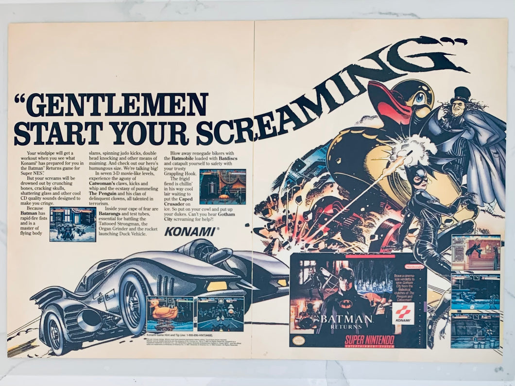 Batman Returns - SNES - Original Vintage Advertisement - Print Ads - Laminated A3 Poster