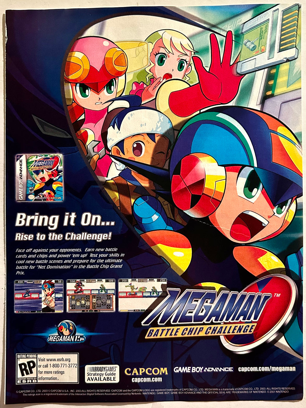 Megaman Battle Chip Challenge - GBA - Original Vintage Advertisement - Print Ads - Laminated A4 Poster