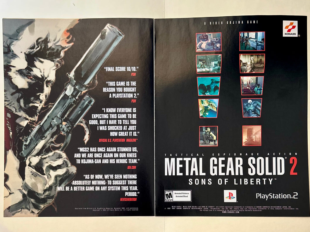 Metal Gear Solid 2: Sons of Liberty - PS2 - Original Vintage Advertisement - Print Ads - Laminated A3 Poster