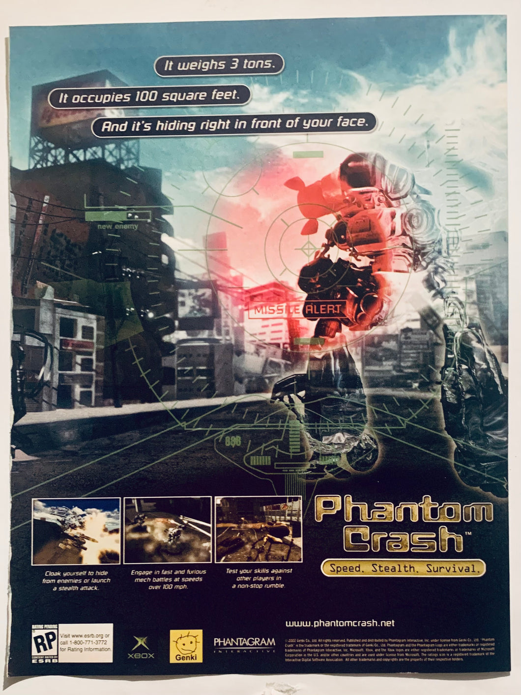 Phantom Crash - Xbox - Original Vintage Advertisement - Print Ads - Laminated A4 Poster