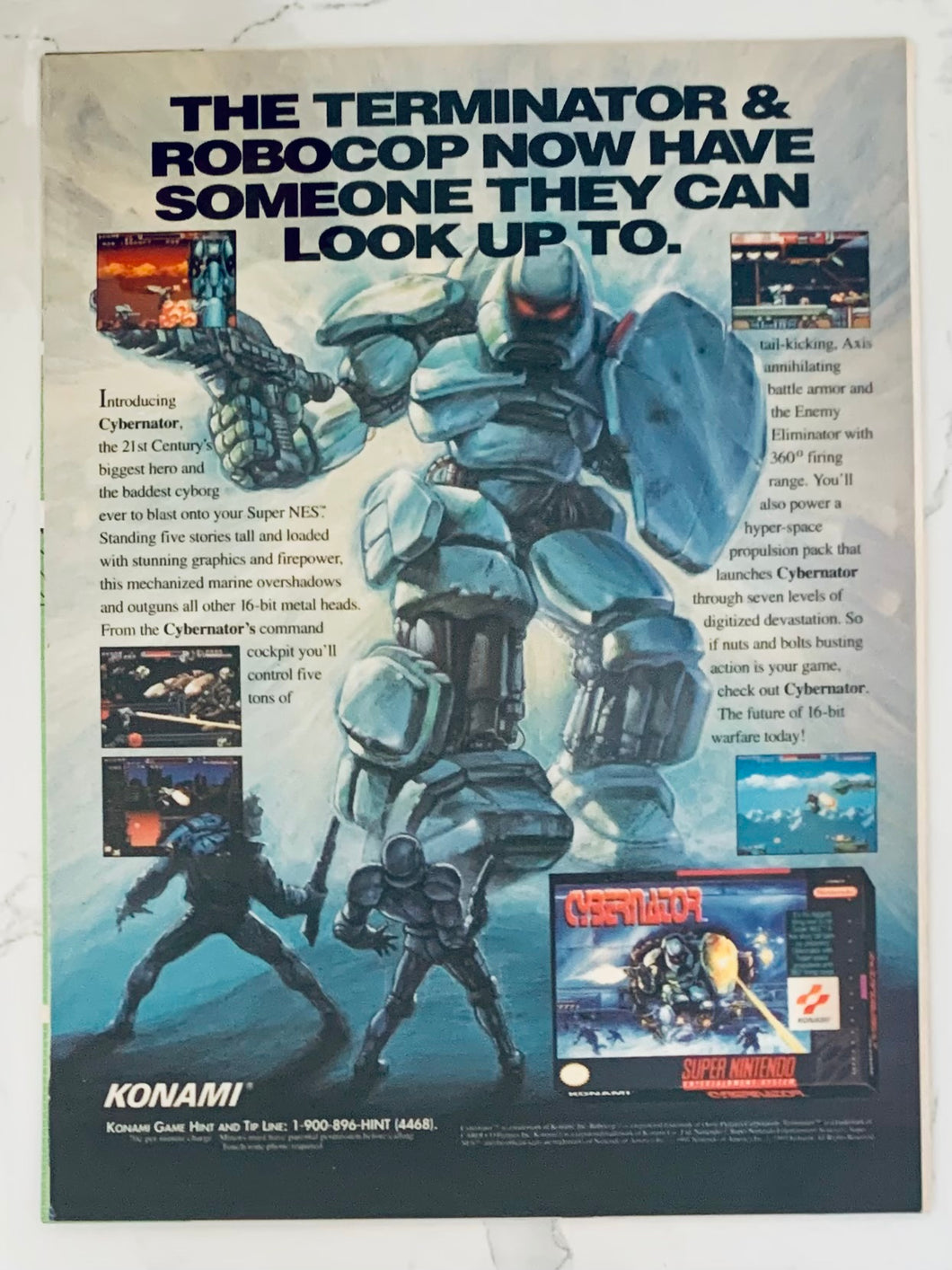 Cybernator - SNES - Original Vintage Advertisement - Print Ads - Laminated A4 Poster