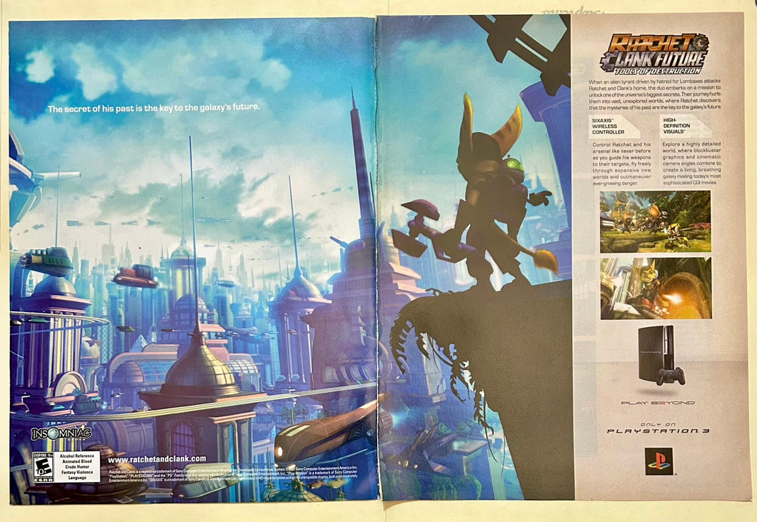 Ratchet & Clank Future: Tools of Destruction - PS2 - Original Vintage Advertisement - Print Ads - Laminated A3 Poster