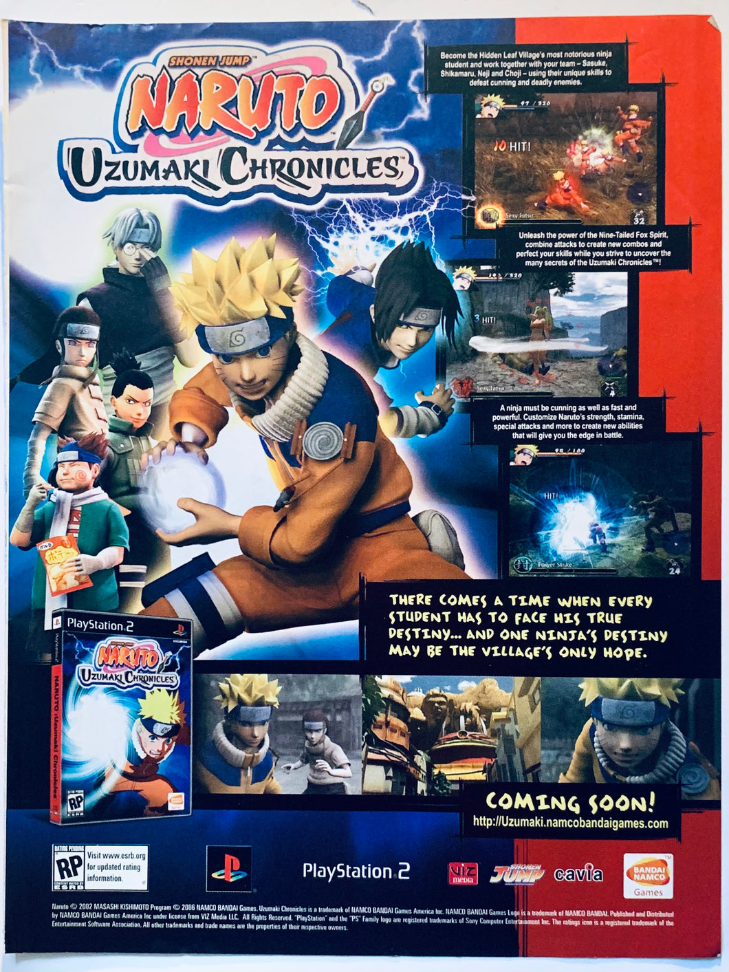 Naruto Uzumaki Chronicles - PS2 - Original Vintage Advertisement - Print Ads - Laminated A4 Poster