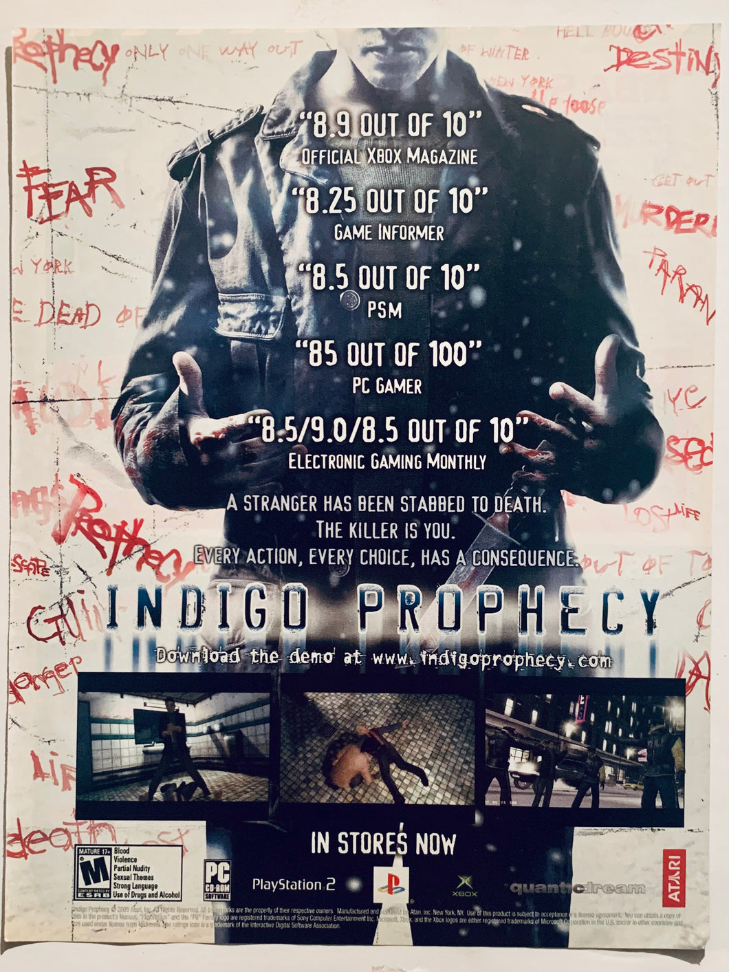 Indigo Prophecy - PS2 Xbox - Original Vintage Advertisement - Print Ads - Laminated A4 Poster