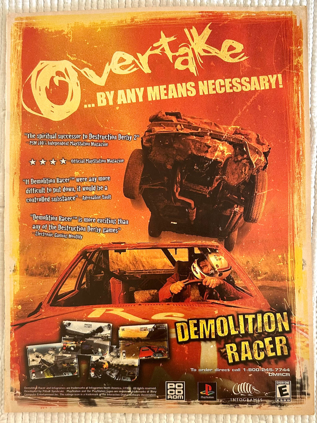 Demolition Racer - PlayStation PC - Original Vintage Advertisement - Print Ads - Laminated A4 Poster