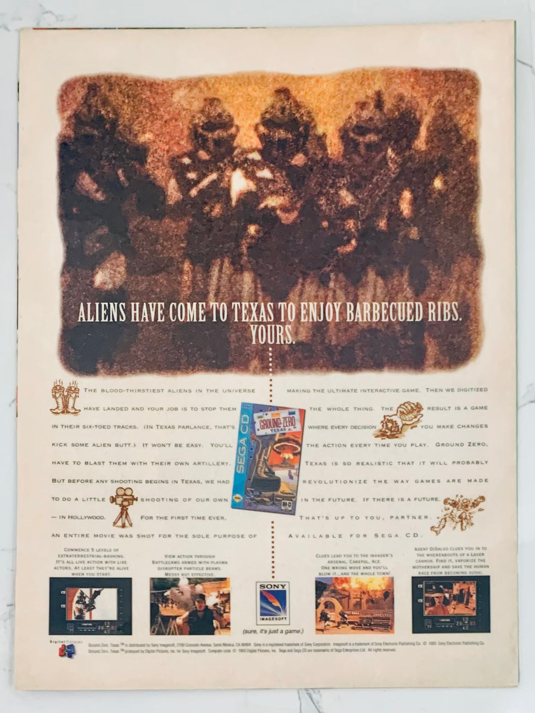 Ground Zero Texas - SEGA CD - Original Vintage Advertisement - Print Ads - Laminated A4 Poster