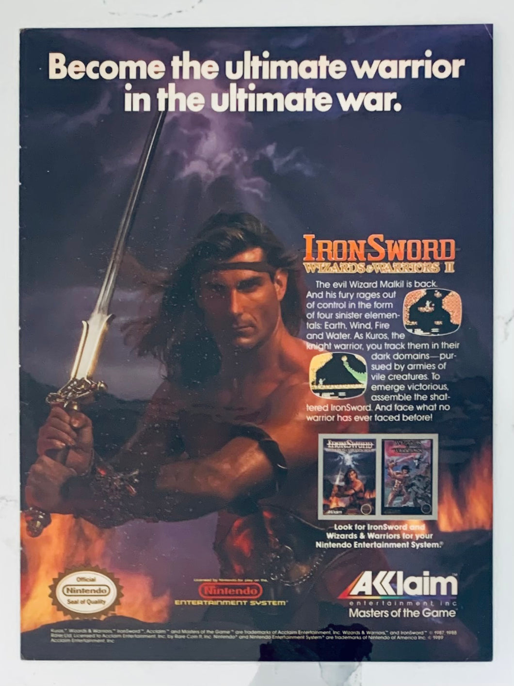 IronSword: Wizards & Warriors II - NES - Original Vintage Advertisement - Print Ads - Laminated A4 Poster